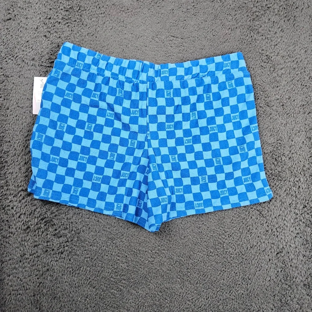 Juicy Couture Blue Checkerboard Terry Cloth Lounge Shorts‎ 2XL Plus